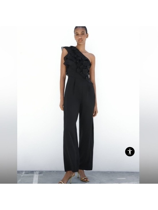 Zara Pants - Zara One Shoulder Ruffled Jumpsuit, Size S